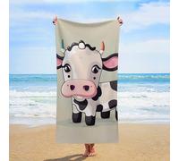 ERSTSNCK Cute White Cow Beach Towel Oversized 31" X 63" Absorbent Towels Quick Dry Pool Towel Lightweight Bath Towels Sandproof Beach Blanket for Gym Swimming Sports Travel Gifts