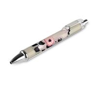ERSTSNCK Cute White Cow Black Ballpoint Pens Fine Point (0.5mm) Black Ink Pen Retractable Ball Point Pens with Comfortable Full Grip for Journaling, And Office Writing Ideal 1 PCS