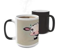 ERSTSNCK Cute White Cow Color Changing Mug Heat Changing Coffee Mug Funny Magic Cup Heat Sensitive Travel Mugs Novelty Coffee Cups Personalized Customized Gift for Men Women 11 Oz