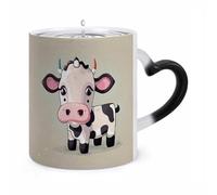 ERSTSNCK Cute White Cow Color Changing Mug Heat Changing Coffee Mugs Funny Magic Cup Heat Sensitive Travel Mug Novelty Coffee Cups Personalized Customized Gift Idea for Men & Women 11 Oz