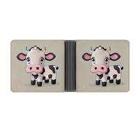 ERSTSNCK Cute White Cow Wallet for Men Bifold Rfid Blocking Slim Money Clip Front Pocket Wallet Card Holder