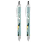 ERSTSNCK Cyan And Gray Black Ballpoint Pens Fine Point (0.5mm) Black Ink Pen Retractable Ball Point Pens with Comfortable Full Grip for Journaling, And Office Writing Ideal 2 PCS