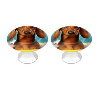 ERSTSNCK Dachshund Dog Cabinet Knobs 2-Pack Silver Stainless Steel Drawer Pulls with Screws Elegant Hardware for Dressers Kitchen Cabinets & Desks