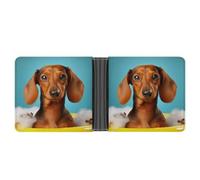 ERSTSNCK Dachshund Dog Wallet for Men Bifold Rfid Blocking Slim Money Clip Front Pocket Wallet Card Holder