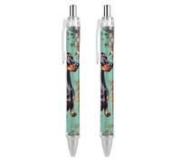 ERSTSNCK Dachshund Florals Black Ballpoint Pens Fine Point (0.5mm) Black Ink Pen Retractable Ball Point Pens with Comfortable Full Grip for Journaling, And Office Writing Ideal 2 PCS