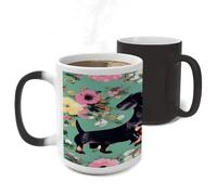 ERSTSNCK Dachshund Florals Color Changing Mug Heat Changing Coffee Mug Funny Magic Cup Heat Sensitive Travel Mugs Novelty Coffee Cups Personalized Customized Gift for Men Women 11 Oz