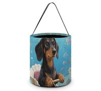 ERSTSNCK Dachshund in Shell Halloween Candy Buckets Reusable Tote Candy Bag - Trick Or Treat Goody Bag with Handles