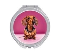 ERSTSNCK Dachshund Weiner Dog Compact Mirror for Purse Double-Sided 1x/2x Magnifying Metal Pocket Makeup Mirrors Folding Mini Vanity Mirror Handheld Round Travel Cosmetic Mirrors for Women