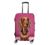 ERSTSNCK Dachshund Weiner Dog Luggage Suitcase Covers Elastic Washable Cute Luggage Protector Travel Suitcase Protective Cover For Adult (Fit 19-32 Inch Luggages), white, L, Dachshund Weiner Dog