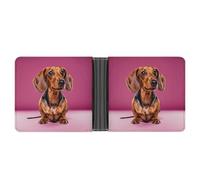 ERSTSNCK Dachshund Weiner Dog Wallet for Men Bifold Rfid Blocking Slim Money Clip Front Pocket Wallet Card Holder