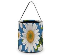 ERSTSNCK Daisy Flower Pattern Halloween Candy Buckets Reusable Tote Candy Bag - Trick Or Treat Goody Bag with Handles
