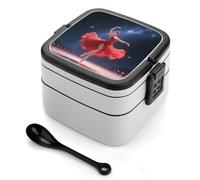 ERSTSNCK Dancer on Star Stage Bento Box 1000ml Leak Proof Lunch Container with Removable Dividers & Spoon - BPA-Free PP Stackable Lunch Box for Work, Office, Picnic, Travel, Dining Out