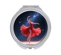 ERSTSNCK Dancer on Star Stage Compact Mirror for Purse, Double-Sided 1x/2x Magnifying Metal Pocket Makeup Mirrors, Folding Mini Vanity Mirror, Handheld Round Travel Cosmetic Mirrors for Women