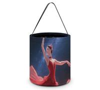 ERSTSNCK Dancer on Star Stage Halloween Candy Buckets Reusable Tote Candy Bag - Trick Or Treat Goody Bag with Handles