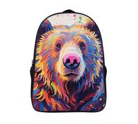 ERSTSNCK Dancer on Star Stage Laptop Backpack for Travel Work, 16In Cute Bookbag, Computer Backpack, Casual Daypack, Colorful Bear Painting, 40x28x16cm