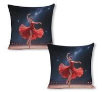 ERSTSNCK Dancer on Star Stage Pillow Covers 18"x18"（2pcs） Linen Throw Pillow Covers - Double Sided Decorative Square Cushion Cases for Sofa, Bed, Chair (No Insert Included)