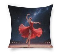 ERSTSNCK Dancer on Star Stage Pillow Covers 18"x18" Linen Throw Pillow Covers - Double Sided Decorative Square Cushion Cases for Sofa, Bed, Chair (No Insert Included)