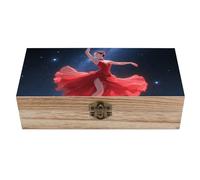 ERSTSNCK Dancer on Star Stage Wooden Storage Box Elegant Retro Jewelry Box with Hinged Lid Decorative Keepsake Boxes Decor Handmade Organizer Boxes for Wedding, Party, Gift, Diy Craft, Home Decor