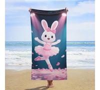 ERSTSNCK Dancing Rabbit Beach Towel Oversized 31" X 63" Absorbent Towels Quick Dry Pool Towel Lightweight Bath Towels Sandproof Beach Blanket for Gym Swimming Sports Travel Gifts