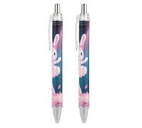 ERSTSNCK Dancing Rabbit Black Ballpoint Pens Fine Point (0.5mm) Black Ink Pen Retractable Ball Point Pens with Comfortable Full Grip for Journaling, And Office Writing Ideal 2 PCS