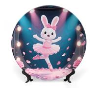 ERSTSNCK - Dancing Rabbit Ceramic Decorative Plate 10 Inch Bone China Wall Hanging Boho Dinner Plate with Stand for Home Art Decor