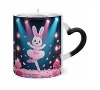 ERSTSNCK Dancing Rabbit Color Changing Mug Heat Changing Coffee Mugs Funny Magic Cup Heat Sensitive Travel Mug Novelty Coffee Cups Personalized Customized Gift Idea for Men & Women 11 Oz