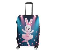 ERSTSNCK Dancing Rabbit Luggage Suitcase Covers Elastic Washable Cute Luggage Protector Travel Suitcase Protective Cover For Adult (Fit 19-32 Inch Luggages), white, L, Dancing Rabbit