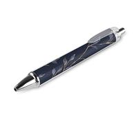 ERSTSNCK Dark Blue Leaves Black Ballpoint Pens Fine Point (0.5mm) Black Ink Pen Retractable Ball Point Pens with Comfortable Full Grip for Journaling, And Office Writing Ideal 1 PCS