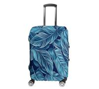 ERSTSNCK Dark Blue Leaves Luggage Suitcase Covers Elastic Washable Cute Luggage Protector Travel Suitcase Protective Cover For Adult (Fit 19-32 Inch Luggages) X-Large, white, L, Dark Blue Leaves