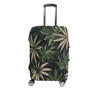 ERSTSNCK Dark Green Leaves Luggage Suitcase Covers Elastic Washable Cute Luggage Protector Travel Suitcase Protective Cover For Adult (Fit 19-32 Inch Luggages) X-Large, white, L, Dark Green Leaves