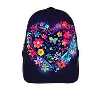 ERSTSNCK Dark Purple Flower Laptop Backpack for Travel Work, 16In Cute Bookbag, Computer Backpack, Casual Daypack, With Flower Pattern, 40x28x16cm