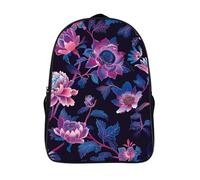 ERSTSNCK Dark Purple Flower Laptop Backpack for Travel Work, 16In Cute Bookbag, Computer Backpack, Casual Daypack, Dark Purple Flower, 40x28x16cm