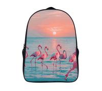 ERSTSNCK Dark Purple Flower Laptop Backpack for Travel Work, 16In Cute Bookbag, Computer Backpack, Casual Daypack, Flamingos at Dusk, 40x28x16cm