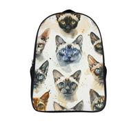 ERSTSNCK Dark Purple Flower Laptop Backpack for Travel Work, 16In Cute Bookbag, Computer Backpack, Casual Daypack, Various Cat Breeds, 40x28x16cm