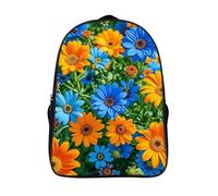 ERSTSNCK Dark Purple Flower Laptop Backpack for Travel Work, 16In Cute Bookbag, Computer Backpack, Casual Daypack, Orange and Blue Flowers, 40x28x16cm