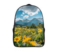 ERSTSNCK Dark Purple Flower Laptop Backpack for Travel Work, 16In Cute Bookbag, Computer Backpack, Casual Daypack, Flowers and Green Plants, 40x28x16cm