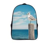 ERSTSNCK Dark Purple Flower Laptop Backpack for Travel Work, 16In Cute Bookbag, Computer Backpack, Casual Daypack, Perched on Wooden Pillar, 40x28x16cm