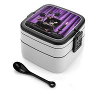 ERSTSNCK Dark Rococo Box Bento Box 1000ml Leak Proof Lunch Container with Removable Dividers & Spoon - BPA-Free PP Stackable Lunch Box for Work, Office, Picnic, Travel, Dining Out