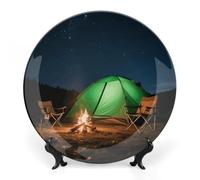 ERSTSNCK - Decorative 10 Inch Starry Ceramic Bone China Plate Wall Hanging Boho Dinner Plates with Stand for Home Art Decor