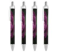 ERSTSNCK Deep Purple Rose Black Ballpoint Pens Fine Point (0.5mm) Black Ink Pen Retractable Ball Point Pens with Comfortable Full Grip for Journaling, And Office Writing Ideal 4 PCS
