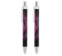 ERSTSNCK Deep Purple Rose Black Ballpoint Pens Fine Point (0.5mm) Black Ink Pen Retractable Ball Point Pens with Comfortable Full Grip for Journaling, And Office Writing Ideal 2 PCS