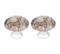 ERSTSNCK Deer Birds with Flowers Cabinet Knobs, 2-Pack Silver Stainless Steel Drawer Pulls with Screws, Elegant Hardware for Dressers, Kitchen,Cabinets & Desks