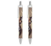 ERSTSNCK Deer Head Printing Black Ballpoint Pens Fine Point (0.5mm) Black Ink Pen Retractable Ball Point Pens with Comfortable Full Grip for Journaling, And Office Writing Ideal 2 PCS