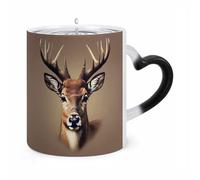 ERSTSNCK Deer Head Printing Color Changing Mug Heat Changing Coffee Mugs Funny Magic Cup Heat Sensitive Travel Mug Novelty Coffee Cups Personalized Customized Gift Idea for Men & Women 11 Oz