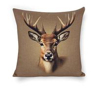ERSTSNCK Deer Head Printing Pillow Covers 18"x18" Linen Throw Pillow Covers - Double Sided Decorative Square Cushion Cases for Sofa, Bed, Chair (No Insert Included)
