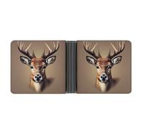 ERSTSNCK Deer Head Printing Wallet for Men Bifold Rfid Blocking Slim Money Clip Front Pocket Wallet Card Holder