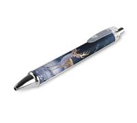 ERSTSNCK Deer in Crystal Forest Black Ballpoint Pens Fine Point (0.5mm) Black Ink Pen Retractable Ball Point Pens with Comfortable Full Grip for Journaling, And Office Writing Ideal 1 PCS