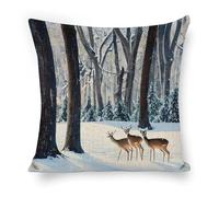 ERSTSNCK Deers Picture Pillow Covers 18"x18" Linen Throw Pillow Covers - Double Sided Decorative Square Cushion Cases for Sofa, Bed, Chair (No Insert Included)