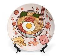 ERSTSNCK Delicious Sweet Ramen Ceramic Decorative Plate 6inch Bone China Wall Hanging Ornament Plates Bohemian Style Dinner Plate with Stand Cabinet Display Plates for Home Art Decor