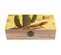 ERSTSNCK Desert Cactus Wooden Storage Box Elegant Retro Jewelry Box with Hinged Lid Decorative Keepsake Boxes Decor Handmade Organizer Boxes for Wedding, Party, Gift, Diy Craft, Home Decor